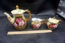 Painted Floral Pitcher, Cream & Sugar