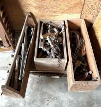 Lot of 3 Wood Boxes of Antique Tools