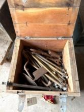 Wood Box of Antique Tools