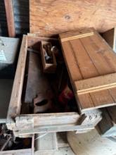 Antique Wooden Toolbox with Tools