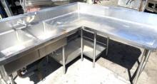 30X84x84" Commercial Corner Sink