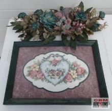 Birds and Rose Wall Art with Coordinated...Floral Swag