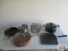 Assorted Pots, Pans, Lids and Griddle