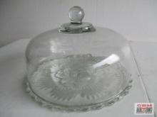 Glass Serving Plate with a Glass Cake Dome