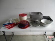 Assorted Baking Supplies, Baking Pans, Measuring Cups and Spoons