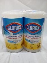 Pair of 75Cnt Clorox Triple Weave Texture Disinfecting Wipe Rolls