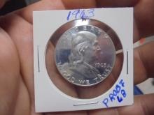 1963 Proof Silver Franklin Half Dollar