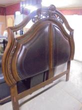 Beautiful Solid Wood Queen Size Headboard w/ Leather Insert