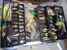 Vintage Aluminum Large Tackle Box Filled w/ Lures & Tackle