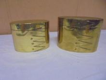 2pc Set of Vintage Brass Nesting Keepsake Boxes