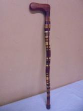 Ornate Inlay Wooden Cane