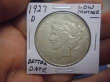 1927 D Mint Silver Peace Dollar