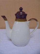 Vintage Brown Over White Coffee Pot