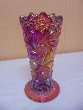 Vintage LE Smith Red/Amber Swirl Pattern Carnival Glass