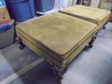 2 Matching Ornate Leg Upholstered Ottomans