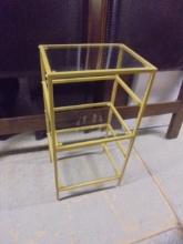 3 Tier Metal Glass Shelf Side Table