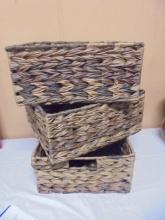 Set of 3 Double Handled Wicker Baskets