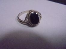 Ladies Sterling Silver & Onyx Ring