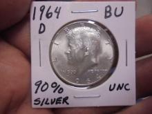 1964 D Mint Silver Kennedy Half Dollar