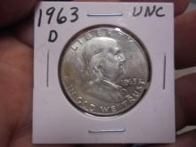 1963 D Mint Silver Franklin Half Dollar