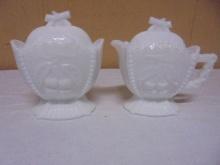 Vintage Set of Westmorland Cherries & Grapes Creamer & Sugar