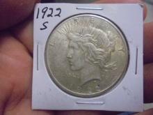 1922 S Mint Silver Peace Dollar