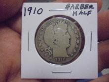 1910 Silver Barber Half Dollar