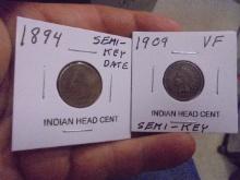 1894 & 1909 Indian Head Cents