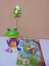 3pc Group of Outdoor Frog Décor