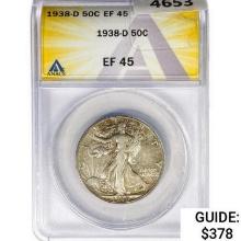 1938-D Walking Liberty Half Dollar ANACS EF45