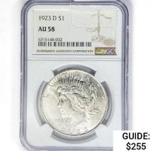 1923-D Silver Peace Dollar NGC AU58