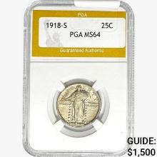 1918-S Standing Liberty Quarter PGA MS64