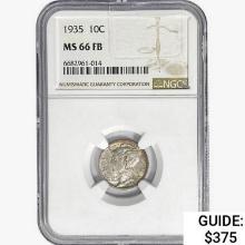 1935 Mercury Silver Dime NGC MS66 FB