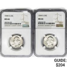 1944-S [2] Washington Silver Quarter NGC MS66