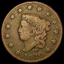 1820 Coronet Head Large Cent NICELY CIRCULATED