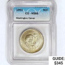 1953 Washington Carver Half Dollar ICG MS66