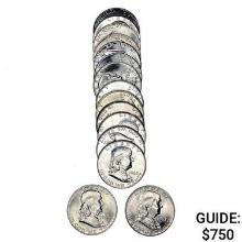 1958 Gem BU Roll of Franklin Half Dollars [16 Coins]