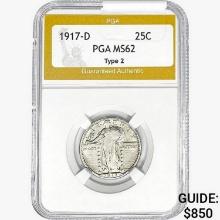 1917-D Standing Liberty Quarter PGA MS62 Type 2