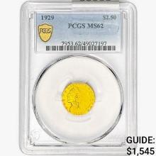 1929 $2.50 Gold Quarter Eagle PCGS MS62