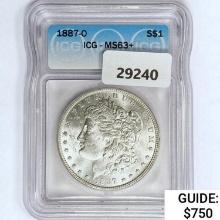 1887-O Morgan Silver Dollar ICG MS63+