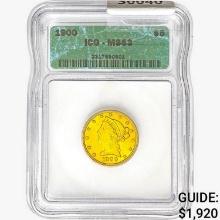 1900 $5 Gold Half Eagle ICG MS63