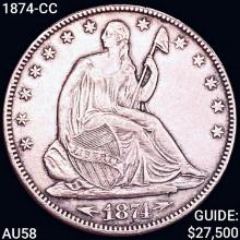 1874-CC Seated Liberty Half Dollar CHOICE AU