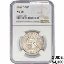 1861-O Seated Liberty Half Dollar NGC AU58