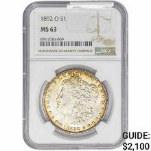 1892-O Morgan Silver Dollar NGC MS63