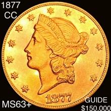 1877-CC $20 Gold Double Eagle CHOICE BU+