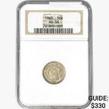 1865 Nickel Three Cent NGC AU58