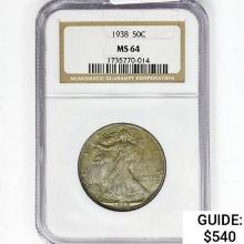 1938 Walking Liberty Half Dollar NGC MS64