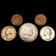 1857-1934 Varied US Coinage Lot [5 Coins] HIGH GRADE