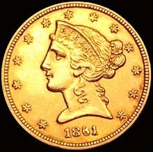 1861 $5 Gold Half Eagle