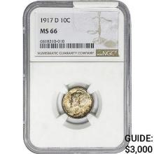 1917-D Mercury Silver Dime NGC MS66